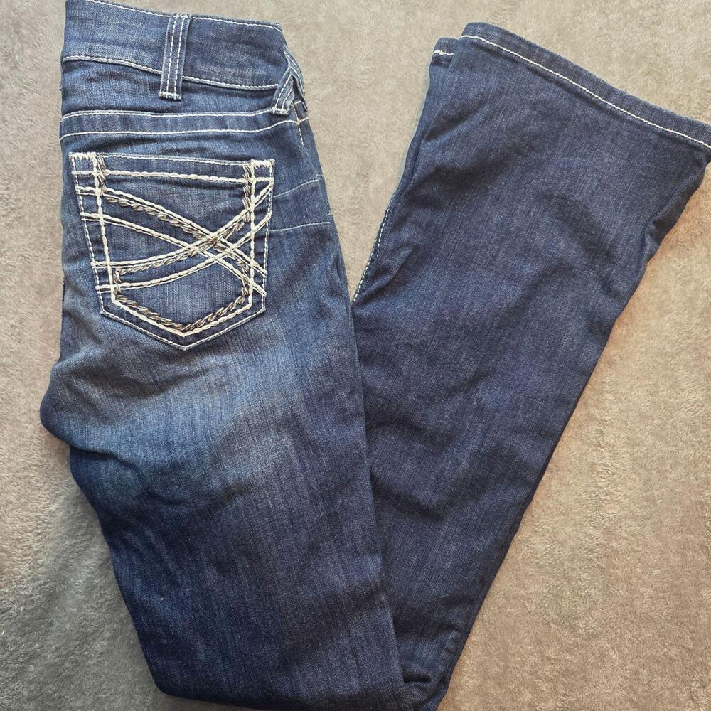 Ariat R.E.A.L. Jeans Womens 28L Blue Medium Wash Bootcut Embroidered Denim
